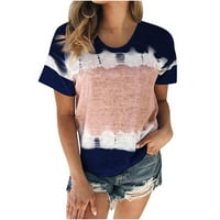 AwDenio Plus Veličina Žene za čišćenje za ljetne ženske vrhove Ženska modna casual labava bluza Tiy-dye Printing Okrugli vrat Majica Majica Bluza Print Tee