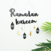 Ramadan Mubarak party dekor isporučuje Moon Star Lanterni Kit Drveni privjesci za zabavu Označi Crni