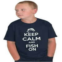 Držite mirne ribe na ribolovnim ljubiteljima dječaka Dječja majica Tees vrhovi teen brisco brendovi