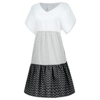 Gotyoou Summer Haljina modna ženska Ležerne prilike Labavi stripet patchwork V-izrez kratki rukav haljina