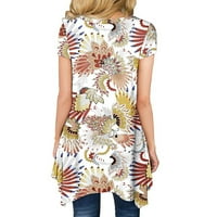 Jsaierl ženska cvjetna tiskana kratkih rukava modna bluza za bluza sa ljetnim posadom Ležerne prilike plus veličine za dame