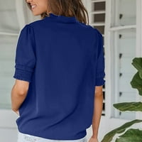 Odeerbi Ljetni casual elegantni vrhovi za žene modna bluza u boji V-izrez kratki rukav labav majica