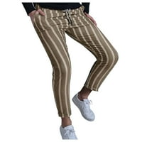 Vivianyo HD hlače za muškarce Muške personalizirane prugaste hlače džepove veže male pantalone za pantalone olovke za hlače, haljine haljine bljeskalice Khaki