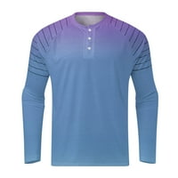 Muška majica Muškarac dugih rukava Gradient Ispiši majica bez košulje COLLARSION Button Fit Ugodni povremeni vrhovi modne majice