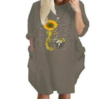 Eleluny Plus Veličina Žene Baggy midi haljina za odmor Casual džepovi Haljine 01Aubergine XL