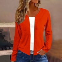 Lroplie Cardigan za žene Čvrsta boja V izrez Cardigan dugih rukava jakna Outerwear Ženska majica crvena m