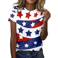 Američke zastave Ženske vrhove Dressy Casual T košulje Štampani kratki rukav O vrat 4 srpnja T majice
