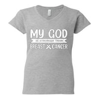 Divlji bobby moj Bog je jači od raka dojke bijeli tjeskobne svijest o raku dojke žene Standard V-izrez Tee, Heather Grey, Mali