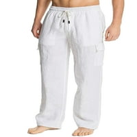 HAITE MUŠKARKOVI Čvrsta boja ugrađena ravno nogu teretni pant joga sa džepovima elastične struine pantalone