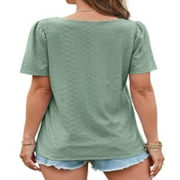 Hanerdun ženske majice s četvrtom vratom TOP ženska puna bluza s kratkim rukavima Green 2xl