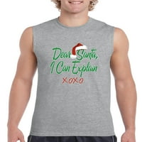 Arti - Muška grafička majica bez rukava - Dragi Djed Mraz