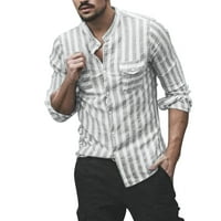 Entyinea Flannel majica za muškarce dugih rukava pluća COLLAR CUTERY dolje majice sivi xxl