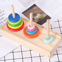 Postavite razvojne obrazovne igračke Drvene puzzle šarene tornje za slaganje prstena za djecu Dječja
