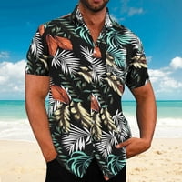Yubnlvae muške majice Muške proljeće Ljetna košulja casual havajska plaža tropsko dugme Top košulja tiskana majica s kratkim rukavima tamnoplava