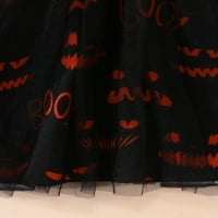 TODDLER Baby Girl Halloween Outfit bundeve Ghost Ispis Dugih rukava s rukavima Okrugla haljina za vrat