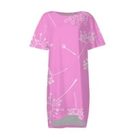 Haljine za žene Casual Ljeto plus veličine kratkih rukava O-izrez cvjetni maslačak otisnuta modna haljina