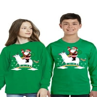 Awkward stilovi ružna božićna majica s dugim rukavima za djecu Youth Boys Girls Xmas Pokloni Djed Mraz