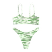 Bikini set za žene Dvije trake print seksi bandeau kupaći komisije špagete push up kupaći odijelo visoko rezano odjećom zelene s
