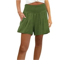 Ženske kratke hlače Čvrsto povremene slobodno vrijeme BIB hlače Covets sa džepovima Elastičnost Jean Hlače Ženske hlače za žene plus veličine, zelena, s