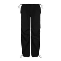 Hlače za žene nacrtavanje elastičnih niskih struka Teretne hlače Višestruki džepovi Jogger Y2K hlače