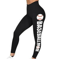 Tajice za žene vježbanje visokog struka joga hlače bejzbol ispis joge gamaše trčanje teretane rastezljive hlače bijele l