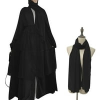 Baywell Women Musliman Cardigan Abaya Maxi haljina Otvoreni prednji šifon Dubai Style Cardi Robe muslimanske haljine crne s-2xl
