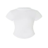 TReGren ženske majice kratkih rukava, nepravilni letnji ljetni čvrsti boje Basic Pulover vrhovi