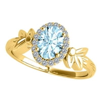 Aonejewelry 10K Solid ruža, bijelo i žuto zlato 1. Karatni dragi dijamantni prsten