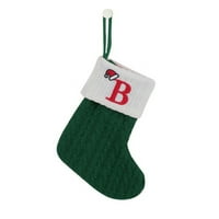 Dengmore božićne čarape za poklone pletene vunene vunene vunene sa veznim abecedom Dječja bombona poklon torba zelena božićna čarapa poklon torba