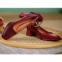 RotoSW ženske haljine cipele Chunky pumpe za gležnjeve nakloni srednje pete protiv klizanja kvadratna nožna prst vjenčane cipele radne modne pumpe vino crvena 7