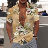 Penskeiy Men Modni casual tipke Havaji Štamparija Shortdown Bluza s kratkim rukavima Bluza za žene Skraćeno