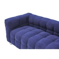 81 Kauč sa dva bacanja jastuci, modernim zrnatim rukom Tapacirani kauč za sjedenje sa zrncem sa zgužvanim jastukom i hardverskim nogama, akcentni kauč za dnevni boravak uredskog apartmana, plave boje