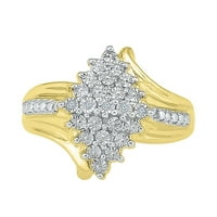 Sterling srebrni žuti oblici okrugli bijeli dijamantni modni prsten