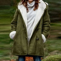 Frehsky zimski kaputi za žene žene zimske plus veličine čvrsti plus kaput dugi rukav krug džepni kaput plus veličine za žene vojska zelena