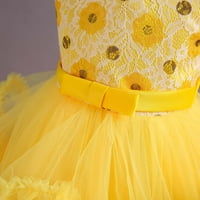 Dečija haljina za dečji dečji kravata bez rukava Clowers Mesh Haljina Tufted haljina Girls Haljina Party SunderssRess 3- godina Žuta letnja ponuda