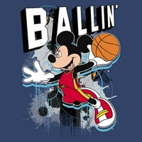 Dječakov Mickey & Friends Mickey Mouse Ballin 'Povucite preko Hoodie Mornary Blue Heather Veliki