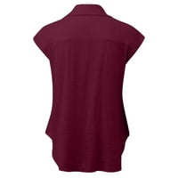 Scyoekwg tipke dolje za žene modne čvrste boje plus veličine reverske košulje casual cofy linghweight bluzes wine xl