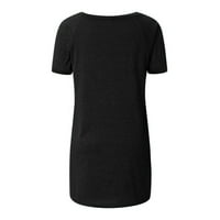 MLQIDK Ljetne bluze za žene Dressy Casual okrugli vrat Dressy Case Ležerne prilike ljetne majice kratkih