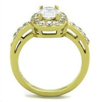 Luxe nakit dizajnira zlatni IP nehrđajući čelik ženski zaručnički prsten sa ovalnim CZ - veličinom 8