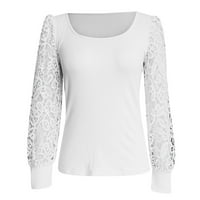 Entyinea Plus Veličina ženske vrhove V izrez dugih rukava Henley Tops Labavi fit topli lagani pulover