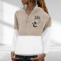 Ženski salon dugih rukava zipper sherpa pulover za pulover na vrhu Fleece dukserice zimski kaput za
