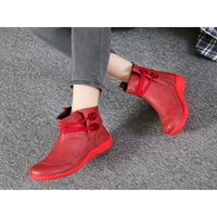 Woobling ženske čizme kliznite na čizme za gležnjeve ravne kožne čizme dame udobno casual neklizajući crveno 5