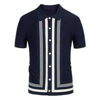 Advoicd Muške majice Jednokrevetni rever Striped Knit Cardigan kratki muški KARDIGAN DUGE SA GUMBE