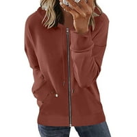Ženski kaputi modni patentni zatvarač s dugim rukavima Otvoreno prednja karoserija za ispis bluza džepova