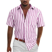 Muški gumb niz majice kratkih rukava Stilsko prugaste prugaste haljine na vrhu Havajske plaže džepovi Cardigan bluze
