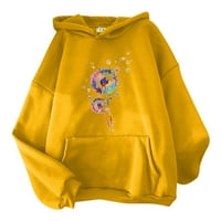 Dukseri Žene Trendy Moda Ležerne mastzelion Cvjetni print Dugih rukava s kapuljačom pulover džep džemper gornji žuti l