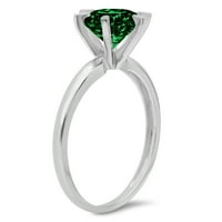 2. CT sjajan okrugli rez simulirani smaragd 14k bijeli zlatni solitaire prsten sz 3.5