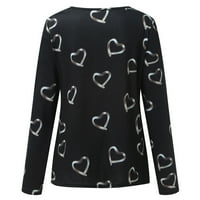 Blusas Para Mujer Casenes y Elegantes Love Heart Print Ženske bluze vrhovi Dressy dugih rukava V-izrez