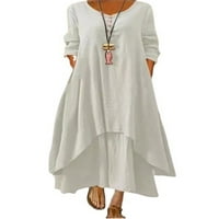 Enjiwell ženska pamučna posteljina labava ljuljačka maxi duga haljina