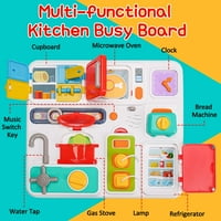Kuhinja obrazovna zauzeta ploča, dječja kuhinjska igračka zauzeća ploča sa zasunom i glazbom i rasvjetom